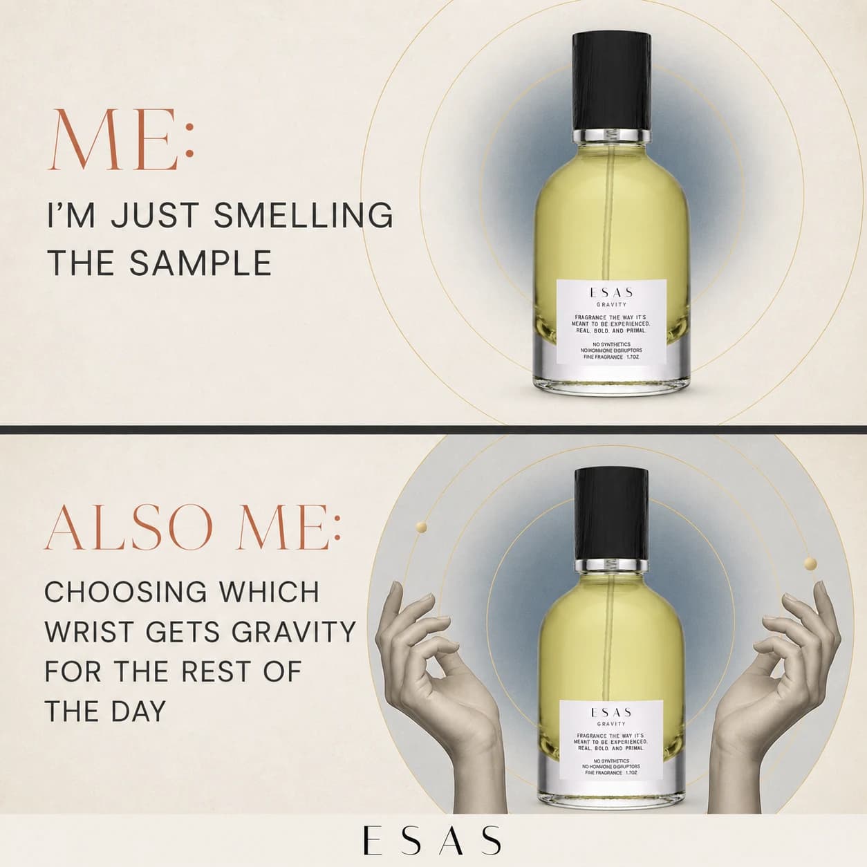 Original fragrance sample meme ad